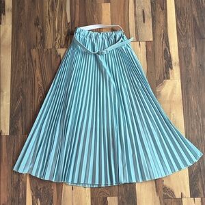 Chicwish Pleated A-Line Skirt in Light Blue